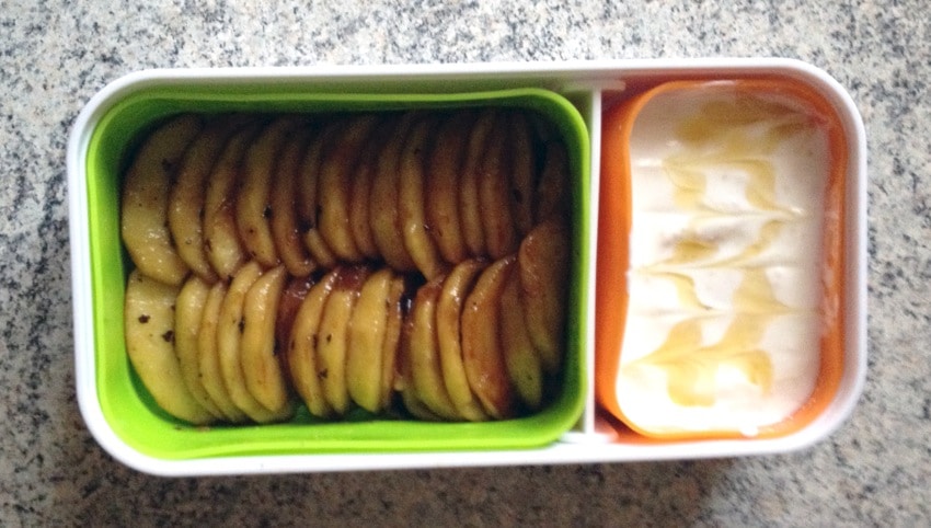 Recette de Bento Fromage blanc et Pommes poêlées au miel