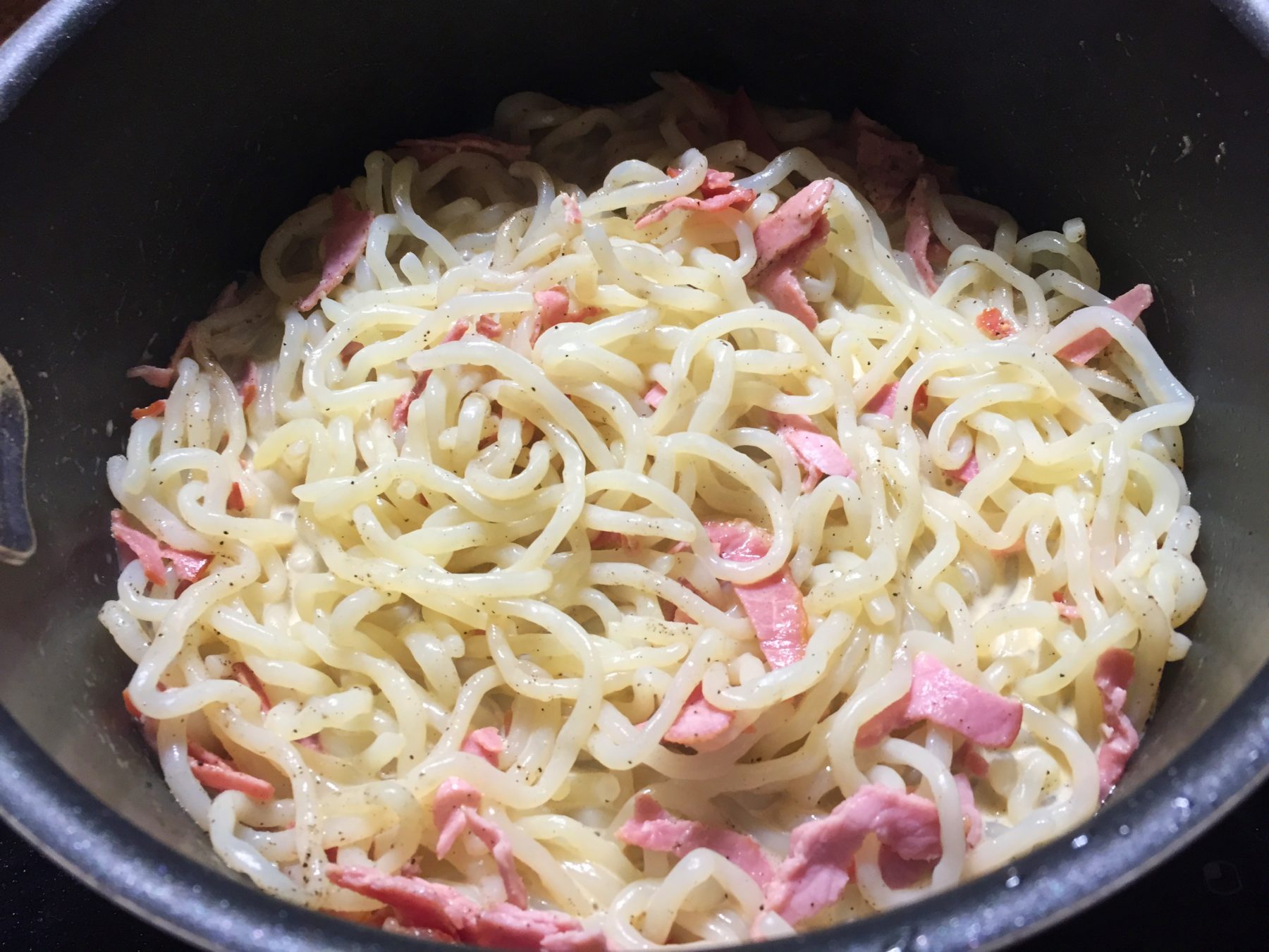 Recette spaghettis de konjac à la carbonara facile